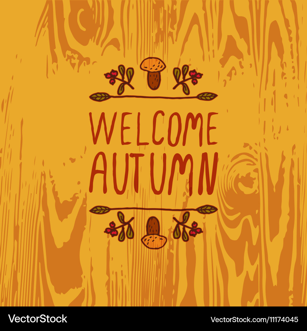 Handdrawn autumn element with text vector image