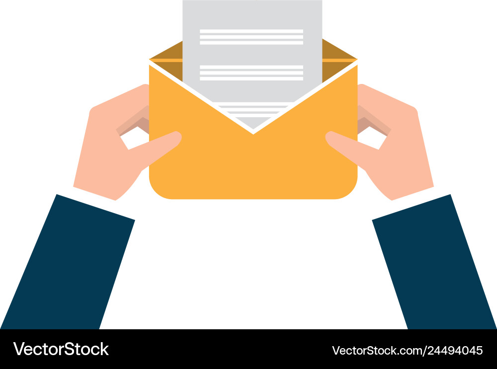 Hands with envelope mail Vector Image