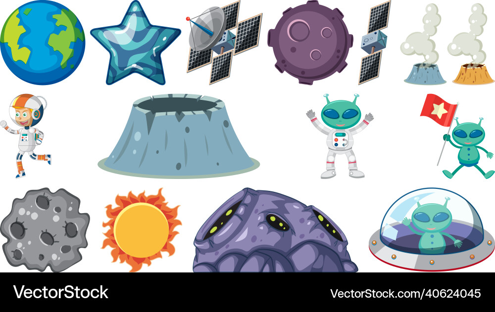 Isolated fantasy space game objects and elements Isolated fantasy space game objects and elements vector image