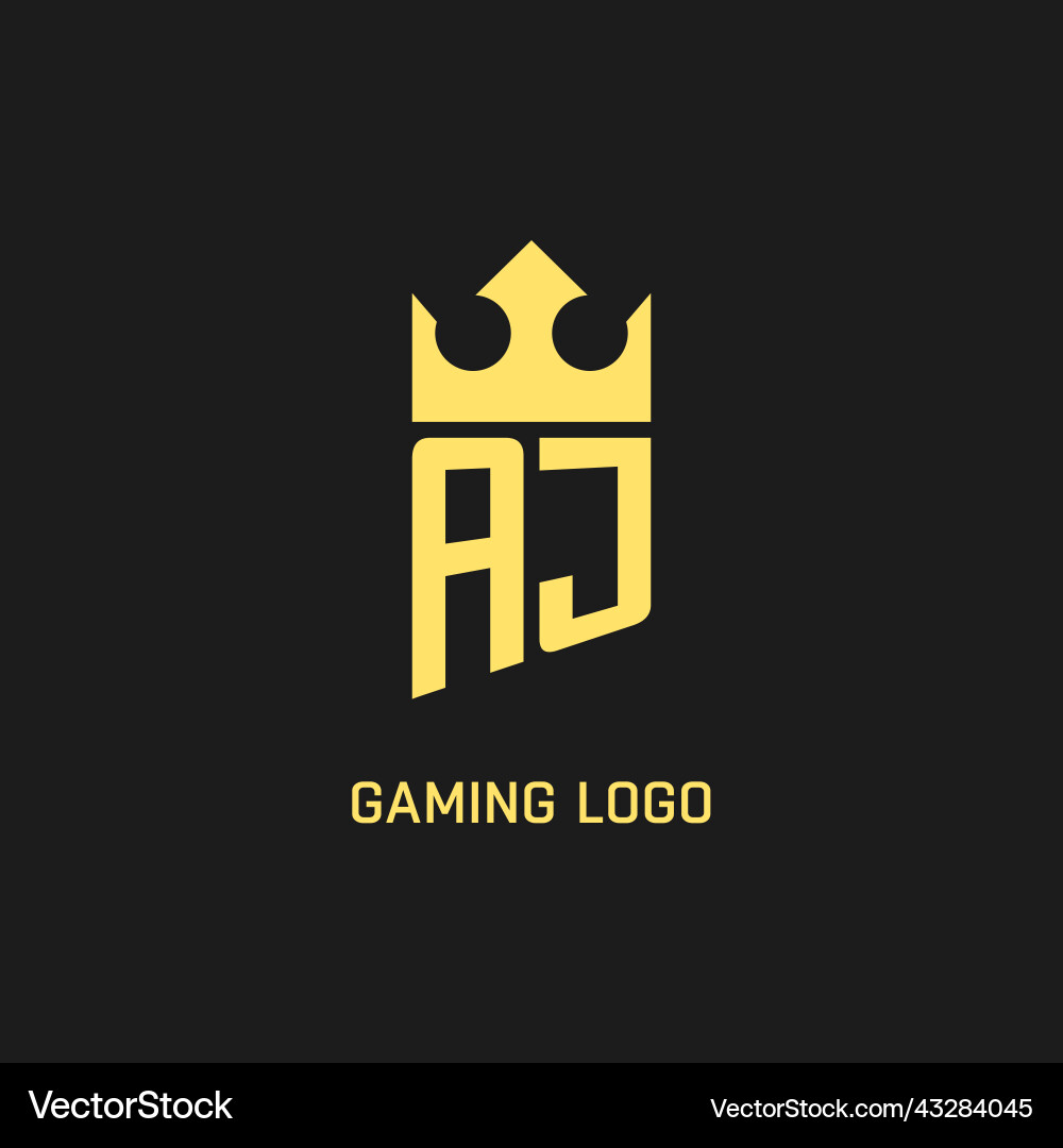 Monogram aj logo shield crown shape elegant Vector Image