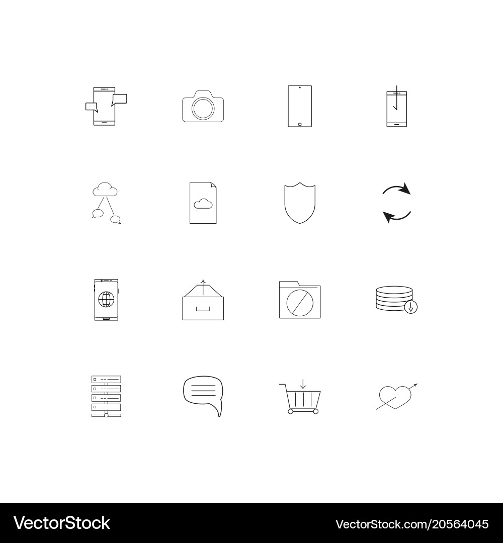 Network and database simple linear icons set vector image