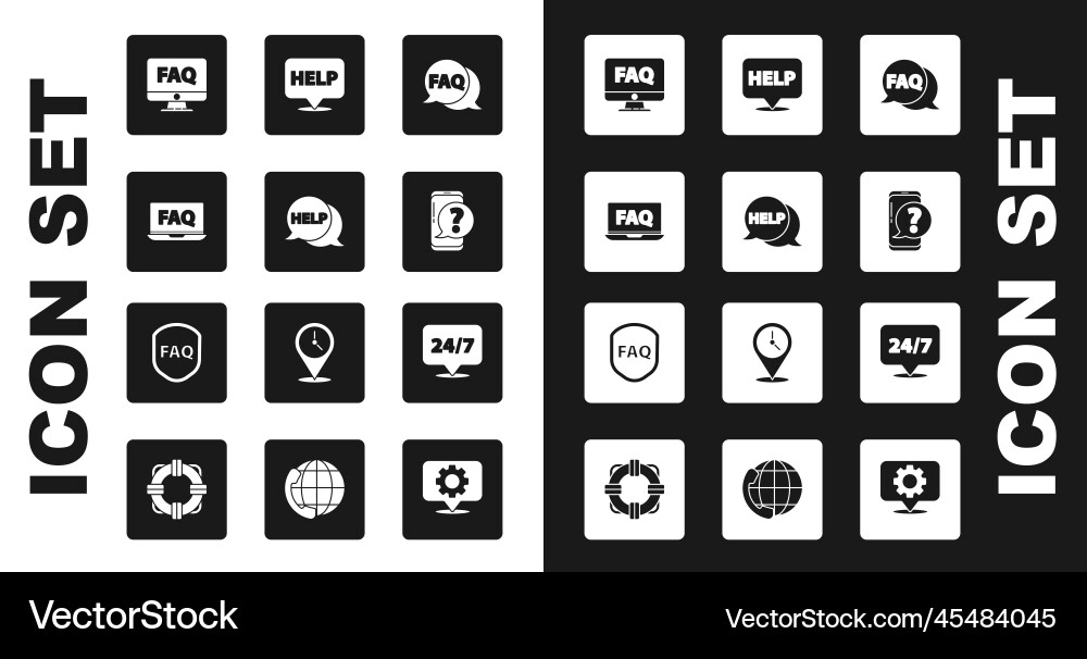 Set speech bubble with faq text help laptop Set speech bubble with faq text help laptop vector image