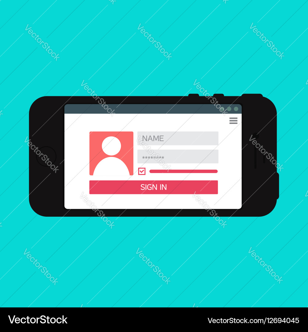 Web template of smartphone login form Vector Image