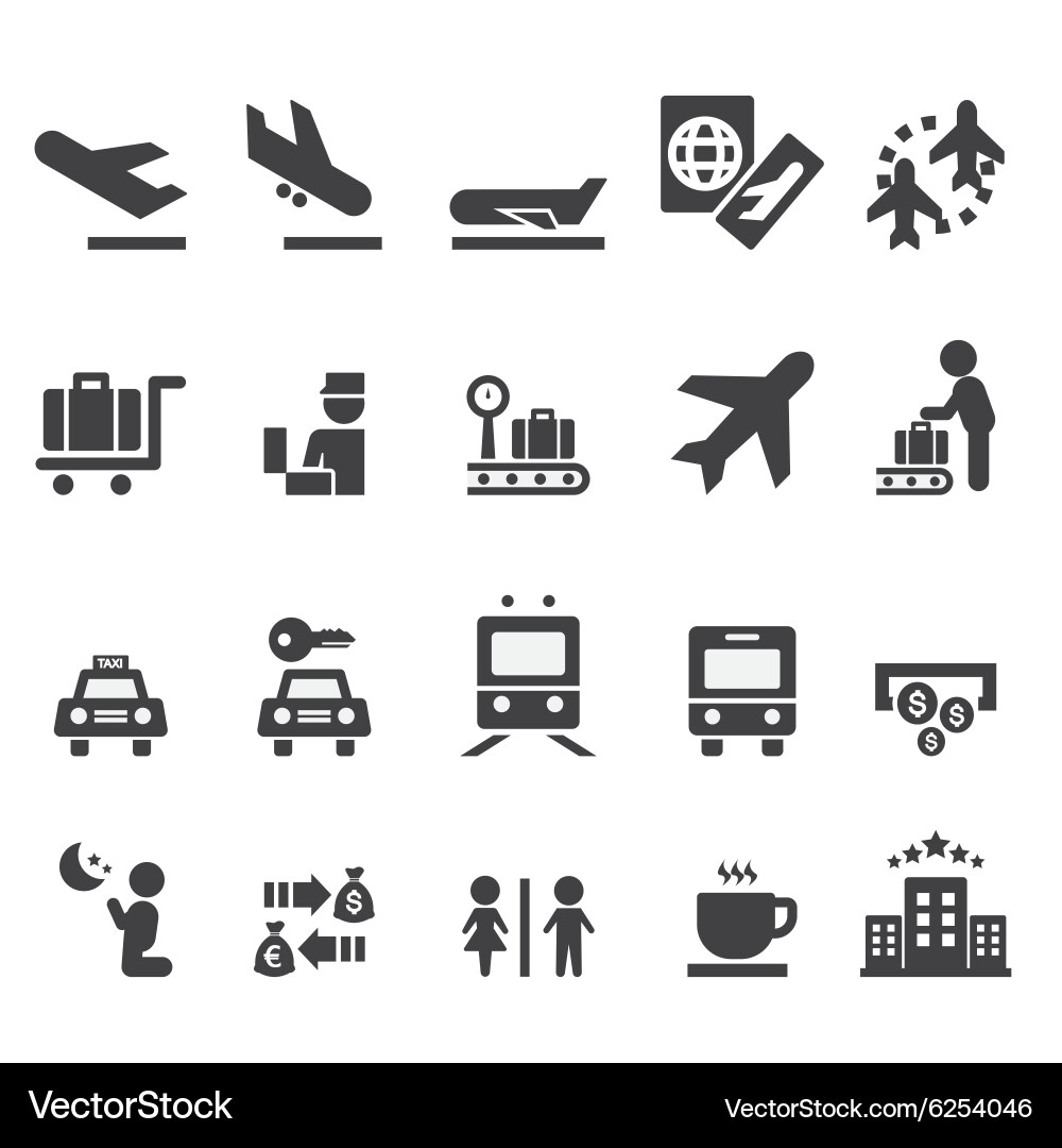 Airport Icons - Travel & Transportation Vector Image