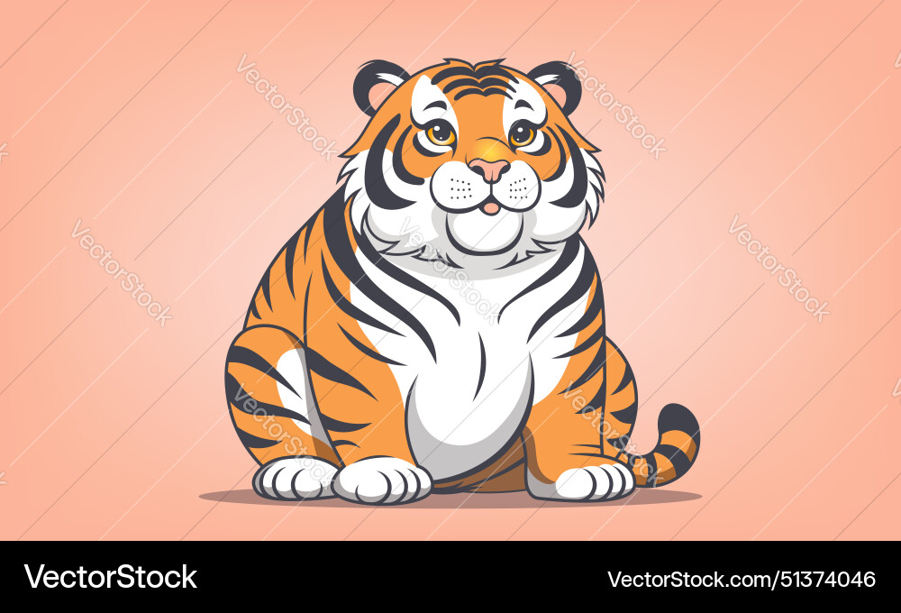 Cartoon cute funny sitting chubby tiger cub Vector Image