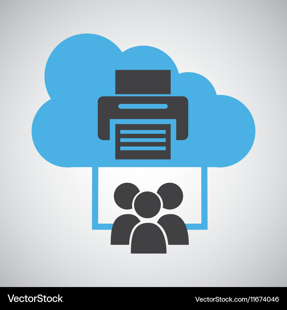 Cloud computing service printer device Vector Image