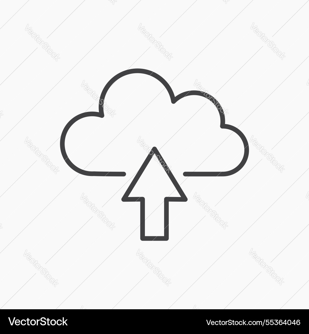 Cloud upload icon isolated in black line vector image