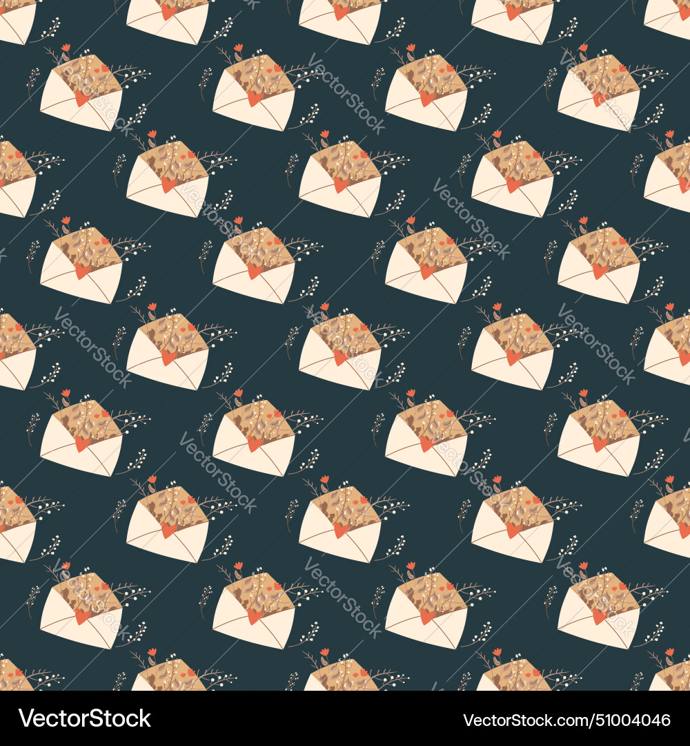 Envelope with flowers seamless pattern kind Vector Image