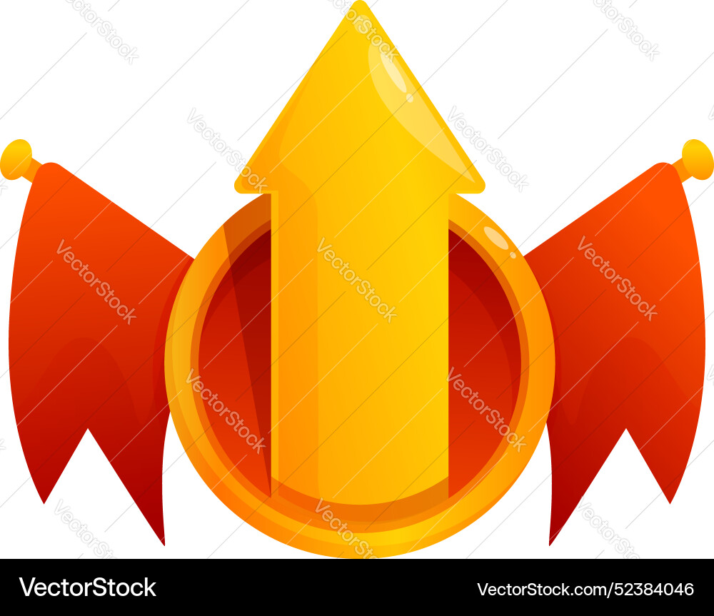 Golden arrow pointing up with two red flags Vector Image