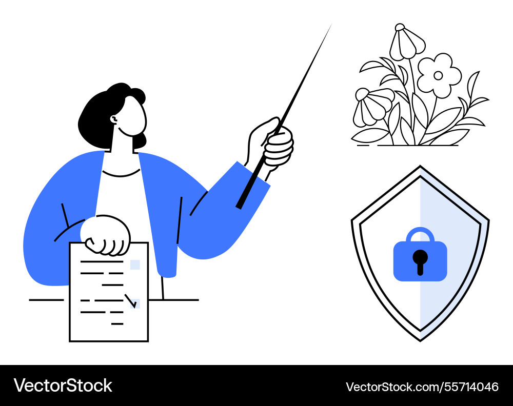 Leader presenting a report with pointer botanical Leader presenting a report with pointer botanical vector image