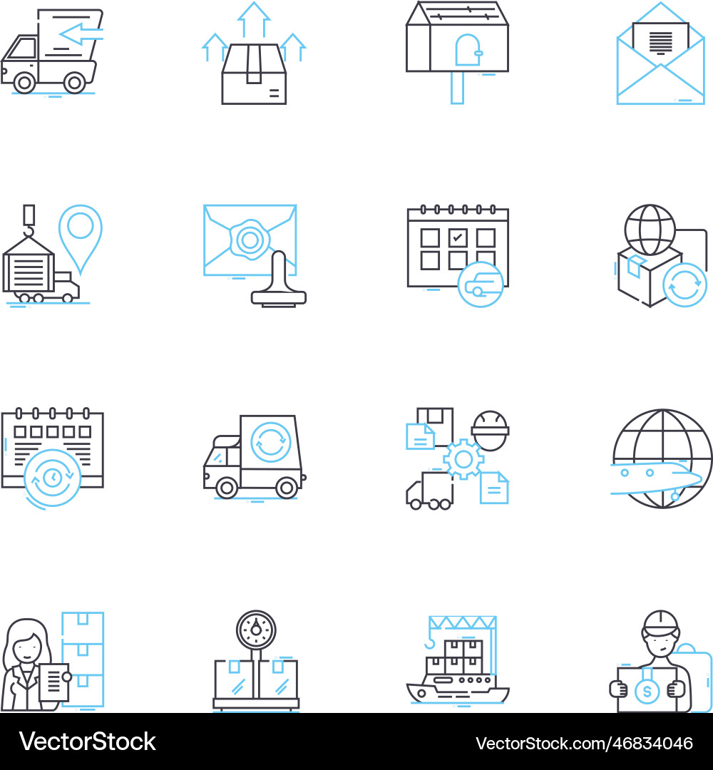 Mailbox linear icons set postbox envelope mail Mailbox linear icons set postbox envelope mail vector image