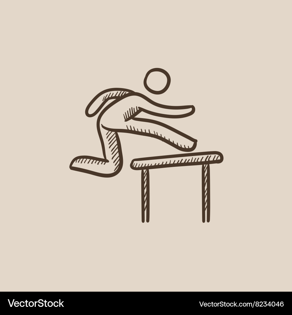 Man running over barrier sketch icon Vector Image