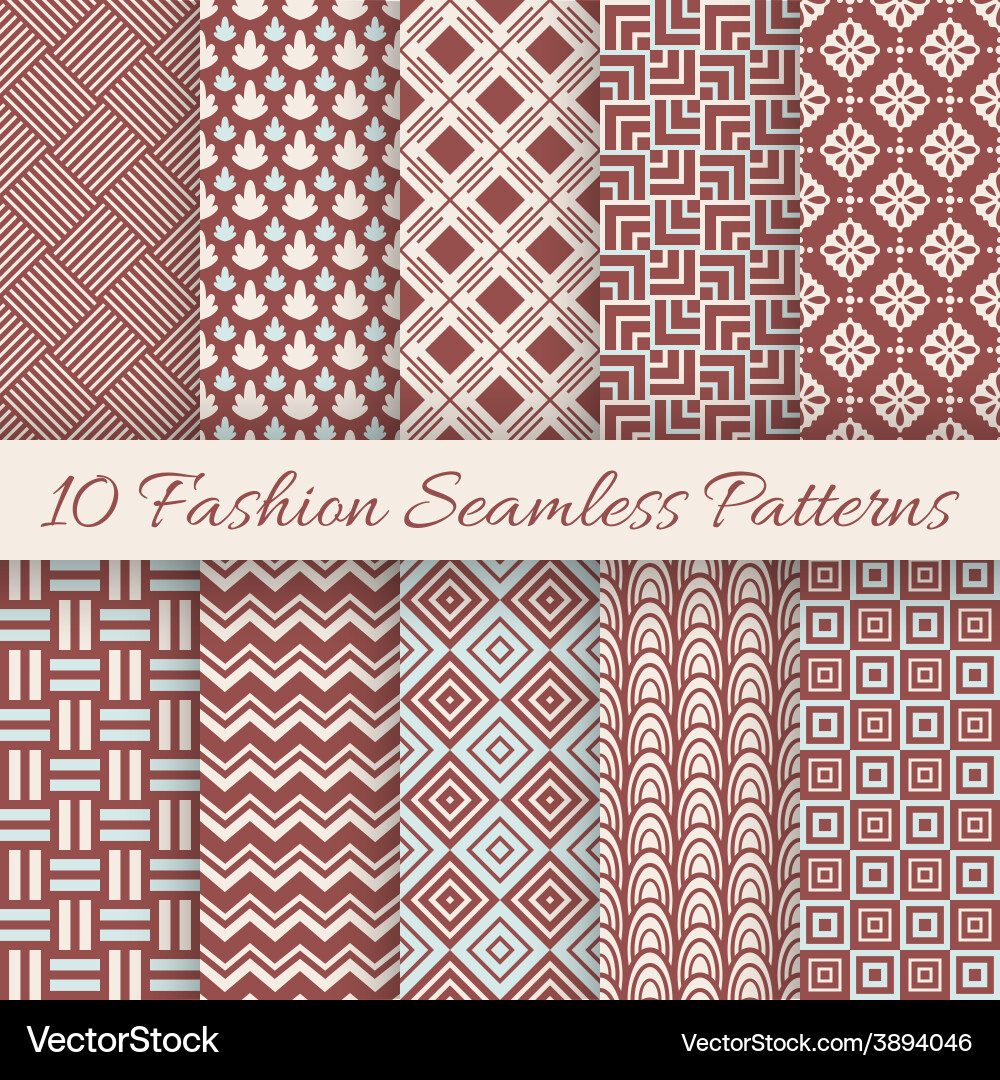 Marsala Color Seamless Pattern Set vector image