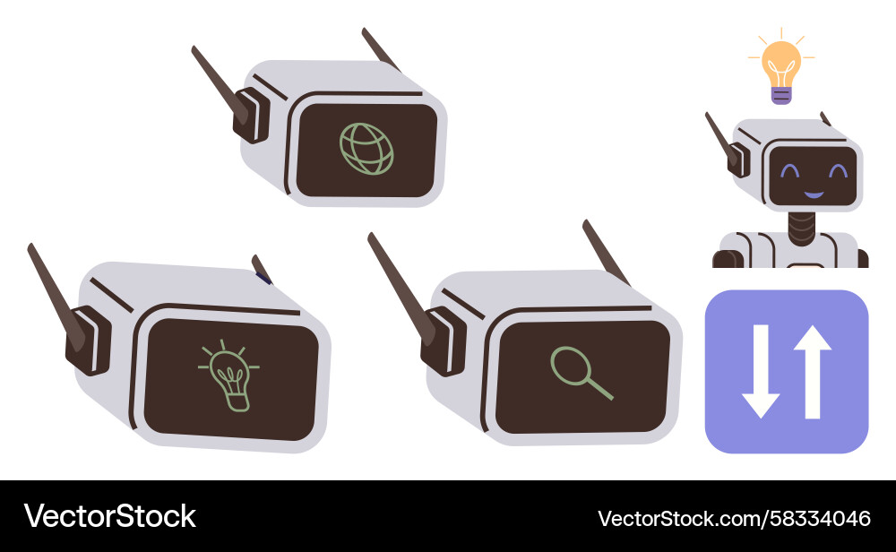 Modular Robot Head - AI & Innovation Vector Image