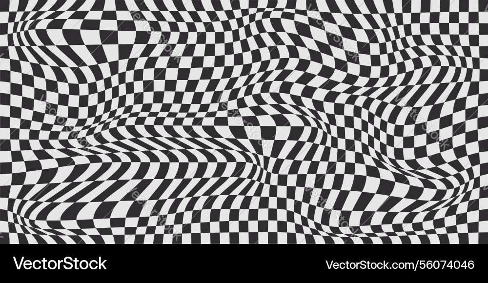 Optical illusion with distorted checkered pattern Vector Image
