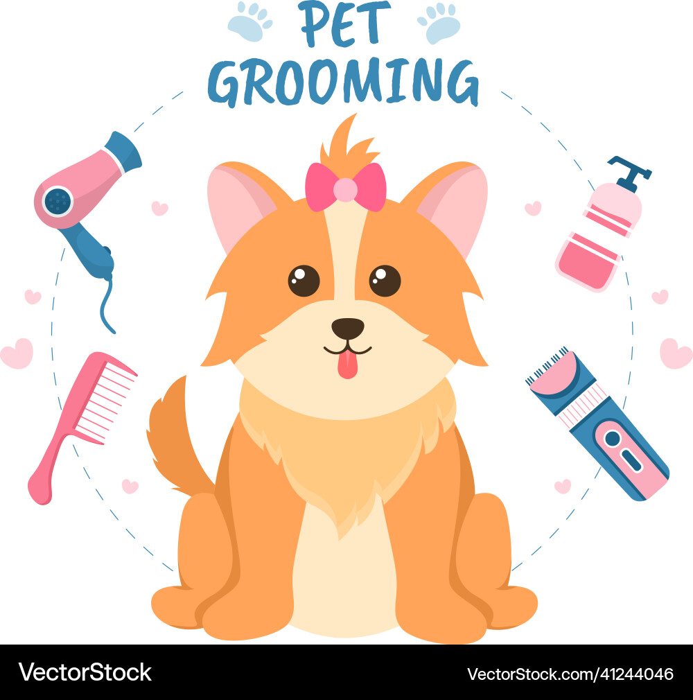 Pet grooming for dogs and cats in flat cartoon Pet grooming for dogs and cats in flat cartoon vector image
