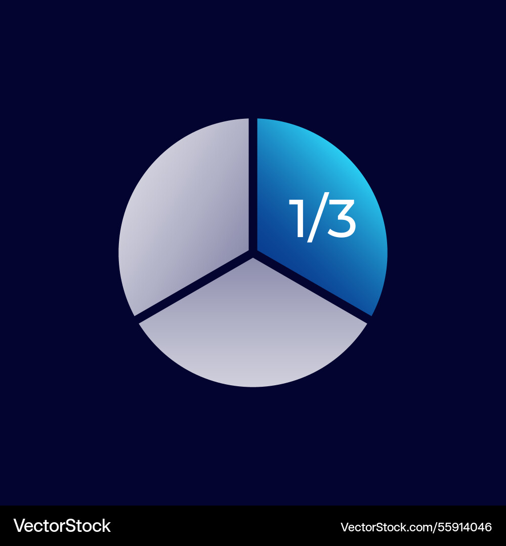 Pie chart with one third highlighted vector image