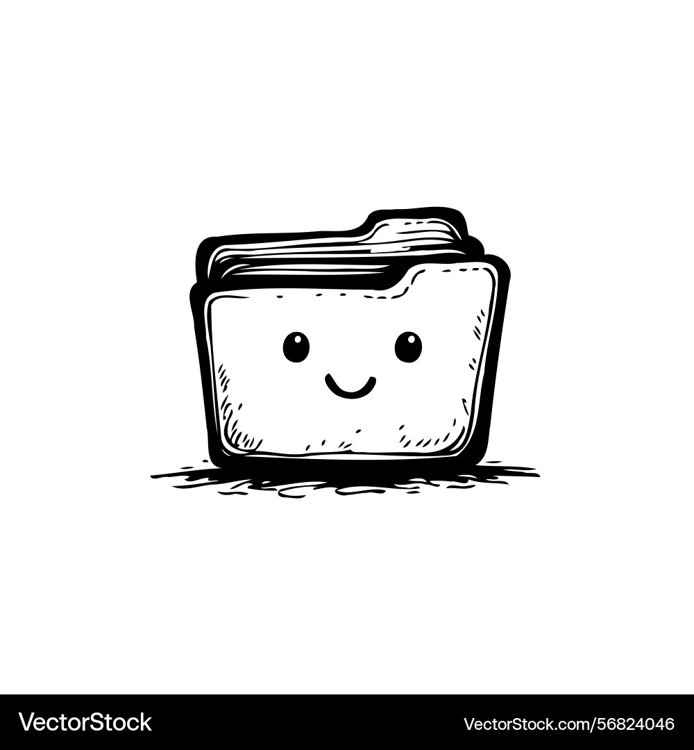 Playful data folder icon with a smiling Playful data folder icon with a smiling vector image