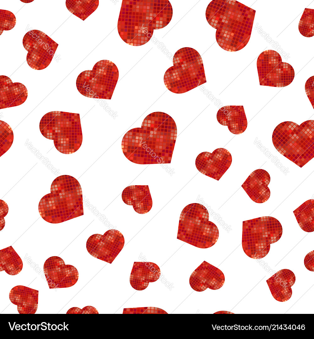 Red polygonal heart random seamless pattern vector image