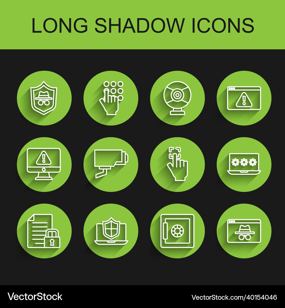 Set line document and lock laptop protected Set line document and lock laptop protected vector image