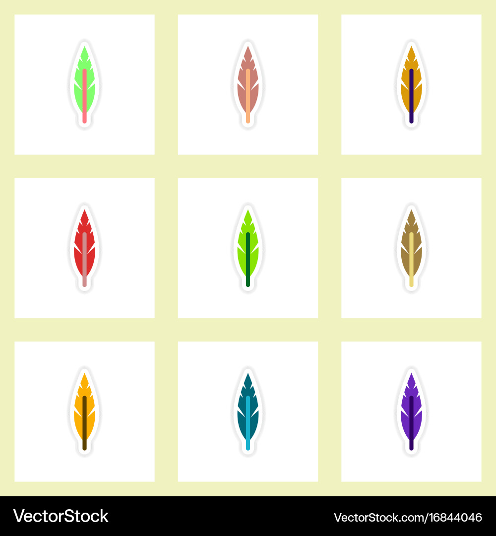 Set of labels with shadow leafs icon design Vector Image