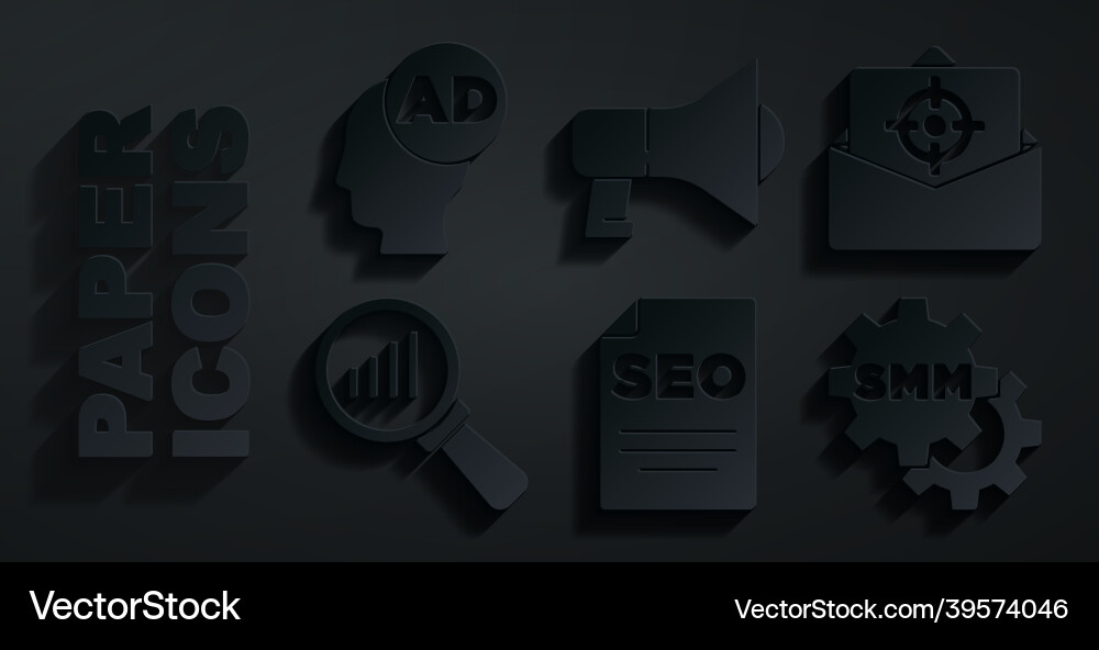 Set seo optimization mail and e-mail magnifying vector image