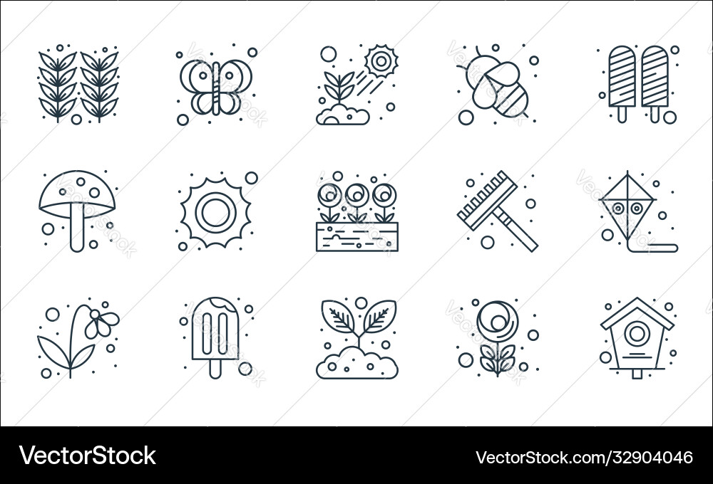 Spring line icons linear set quality Spring line icons linear set quality vector image