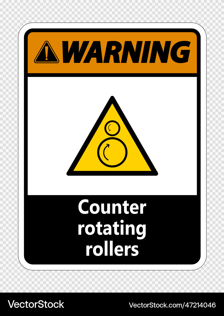 Warning counter rotating rollers sign Vector Image
