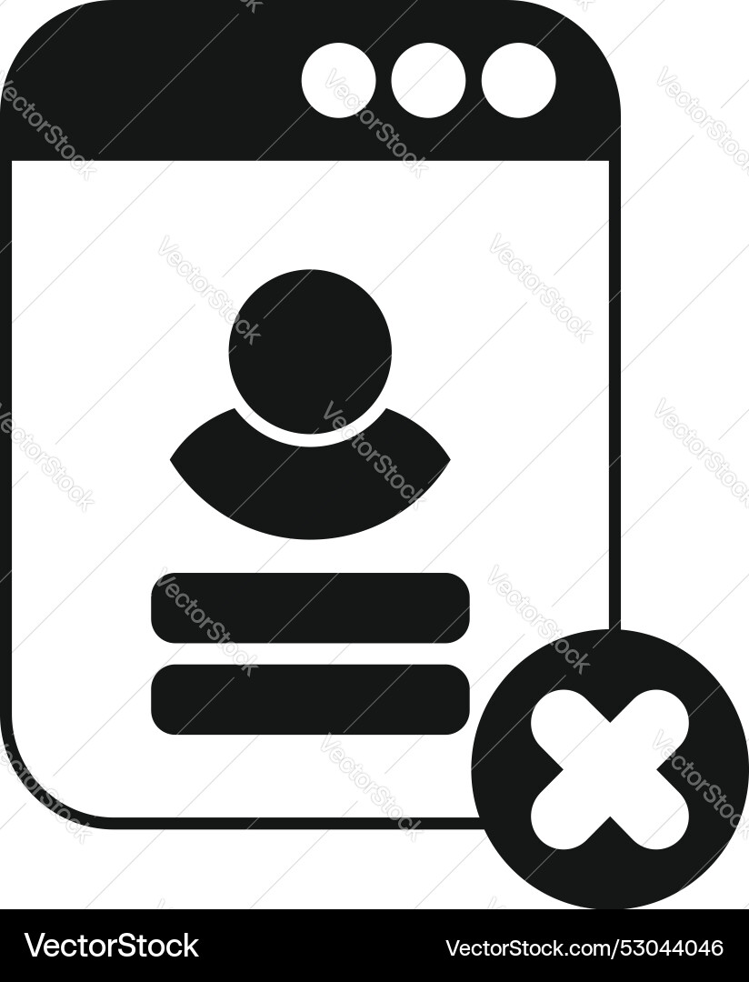 Webpage with user profile being deleted from Webpage with user profile being deleted from vector image