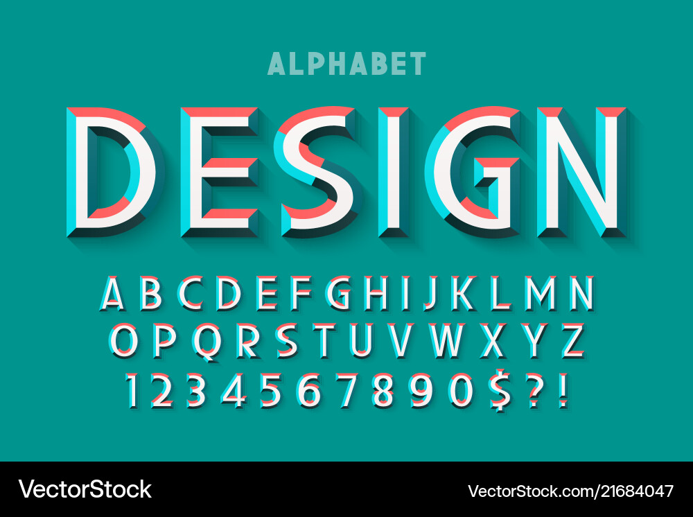3D Faceted Alphabet Display Font vector image