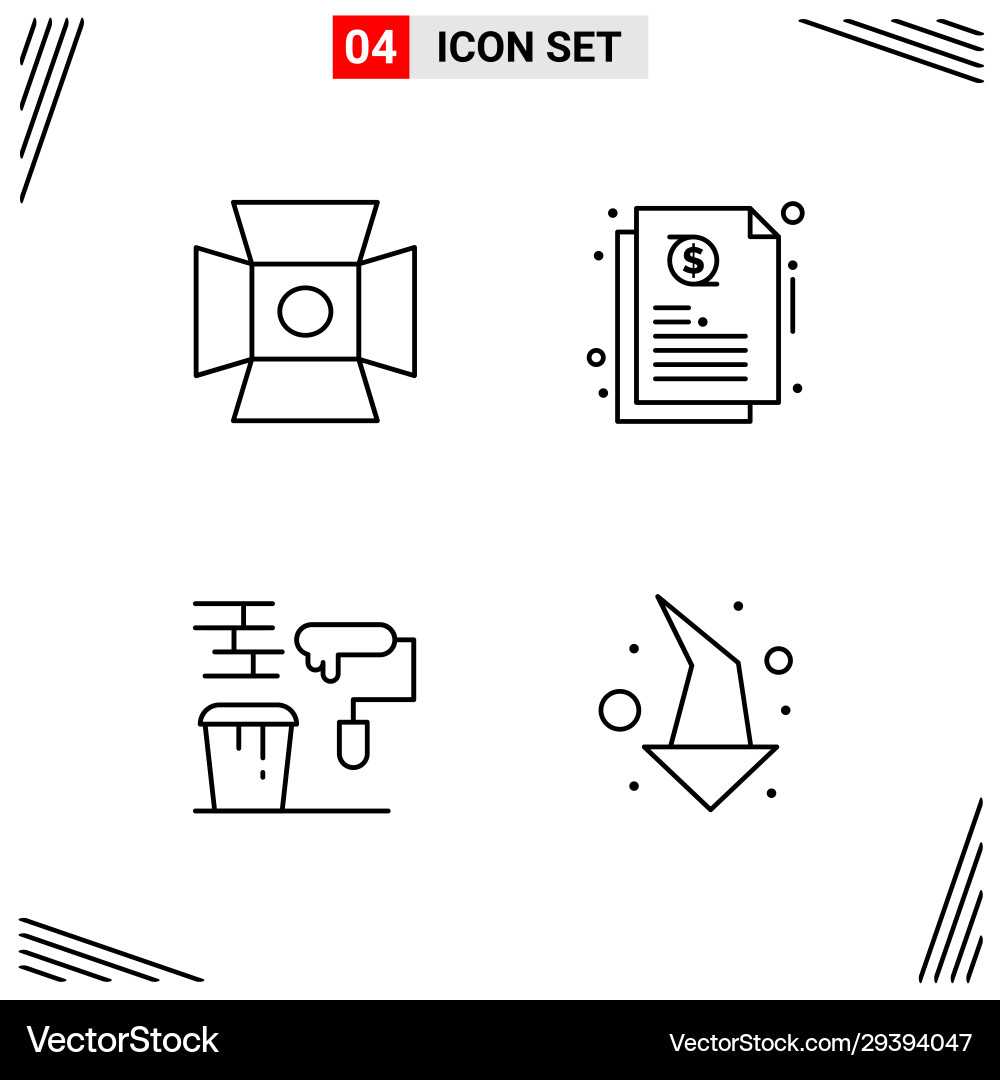 4 icons line style grid based creative outline 4 icons line style grid based creative outline Vector Image