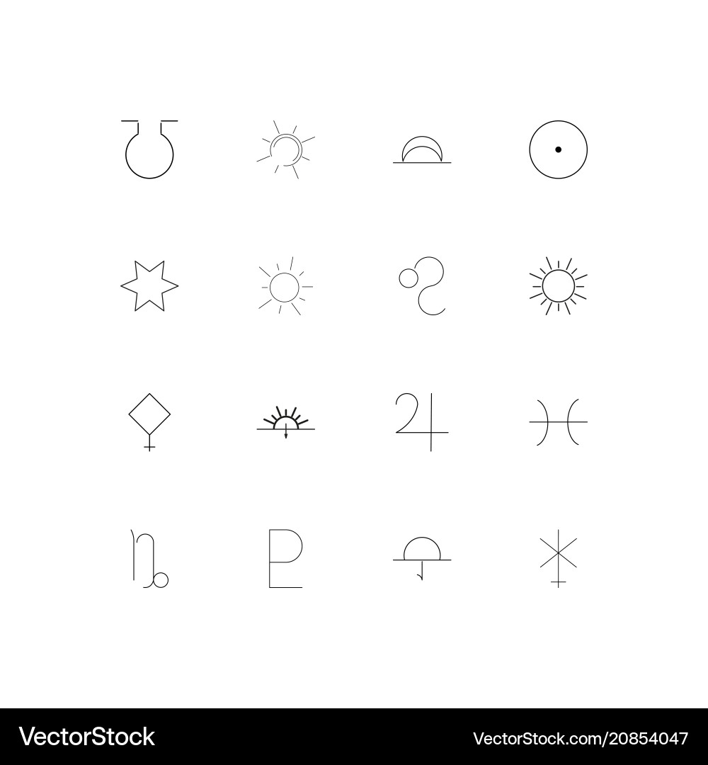 Astrology linear thin icons set outlined simple vector image