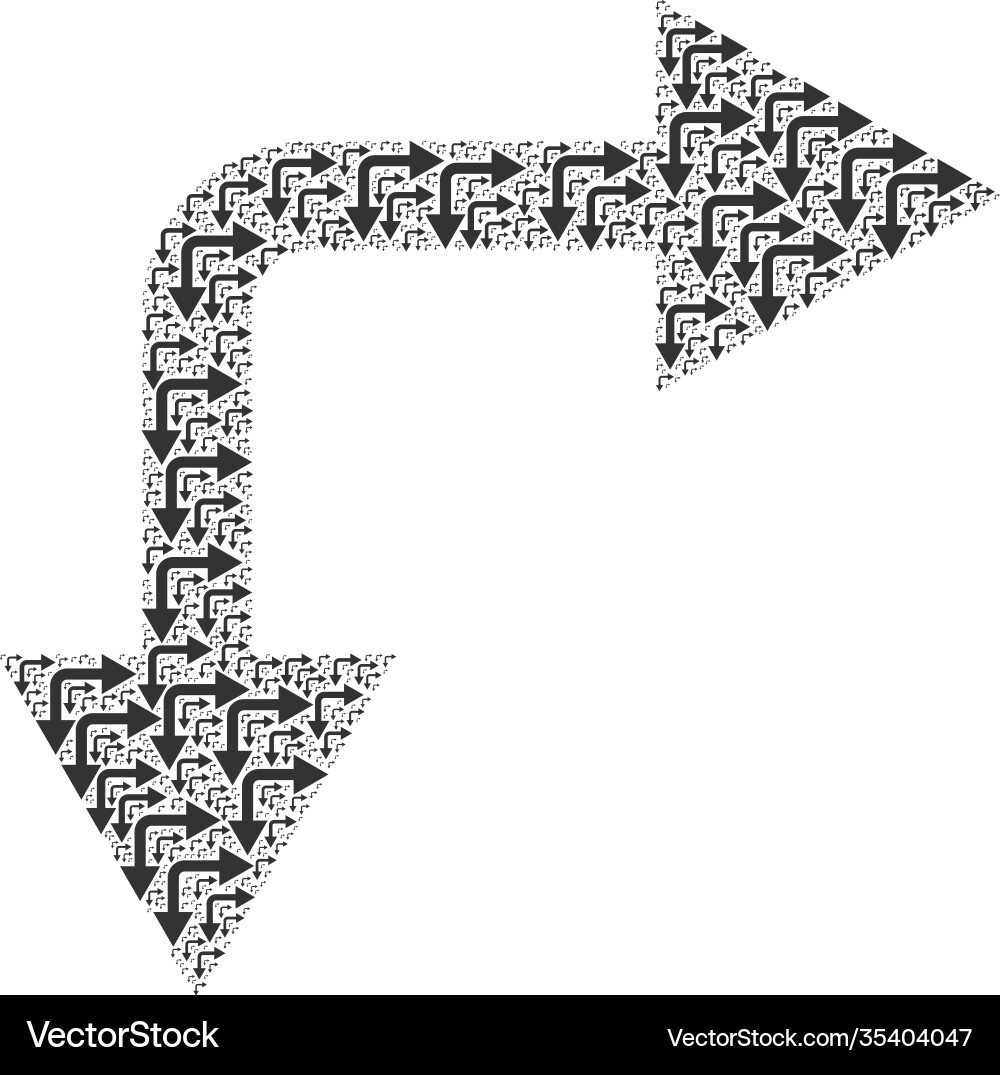 Bifurcation arrow right down recursion mosaic Bifurcation arrow right down recursion mosaic vector image