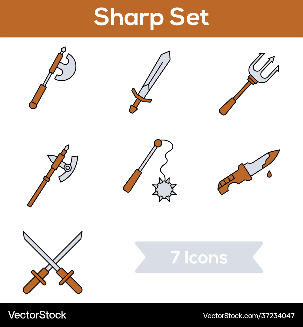 Brown and gray color set sharp icon in flat vector image