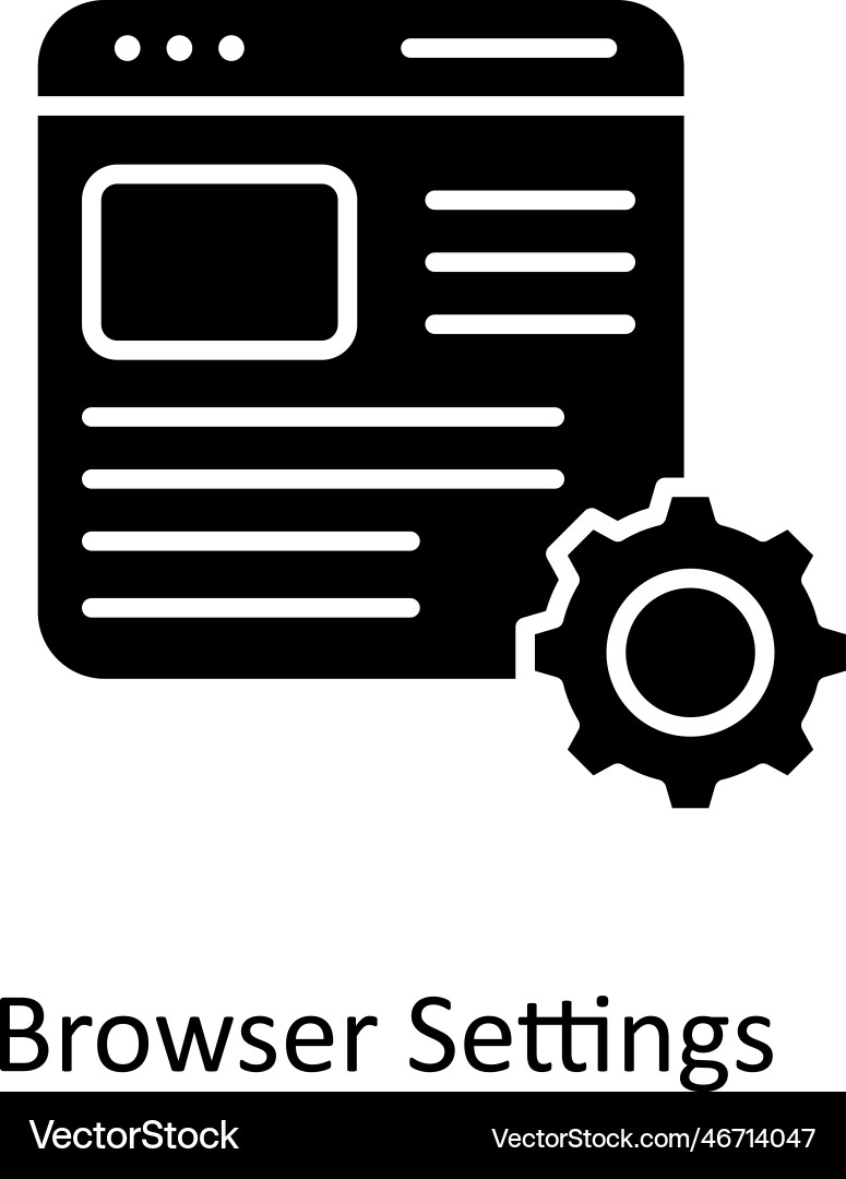 Browser settings solid icons simple stoc vector image