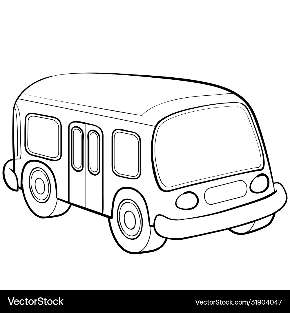 Cartoon bus sketch coloring book isolated object Cartoon bus sketch coloring book isolated object vector image