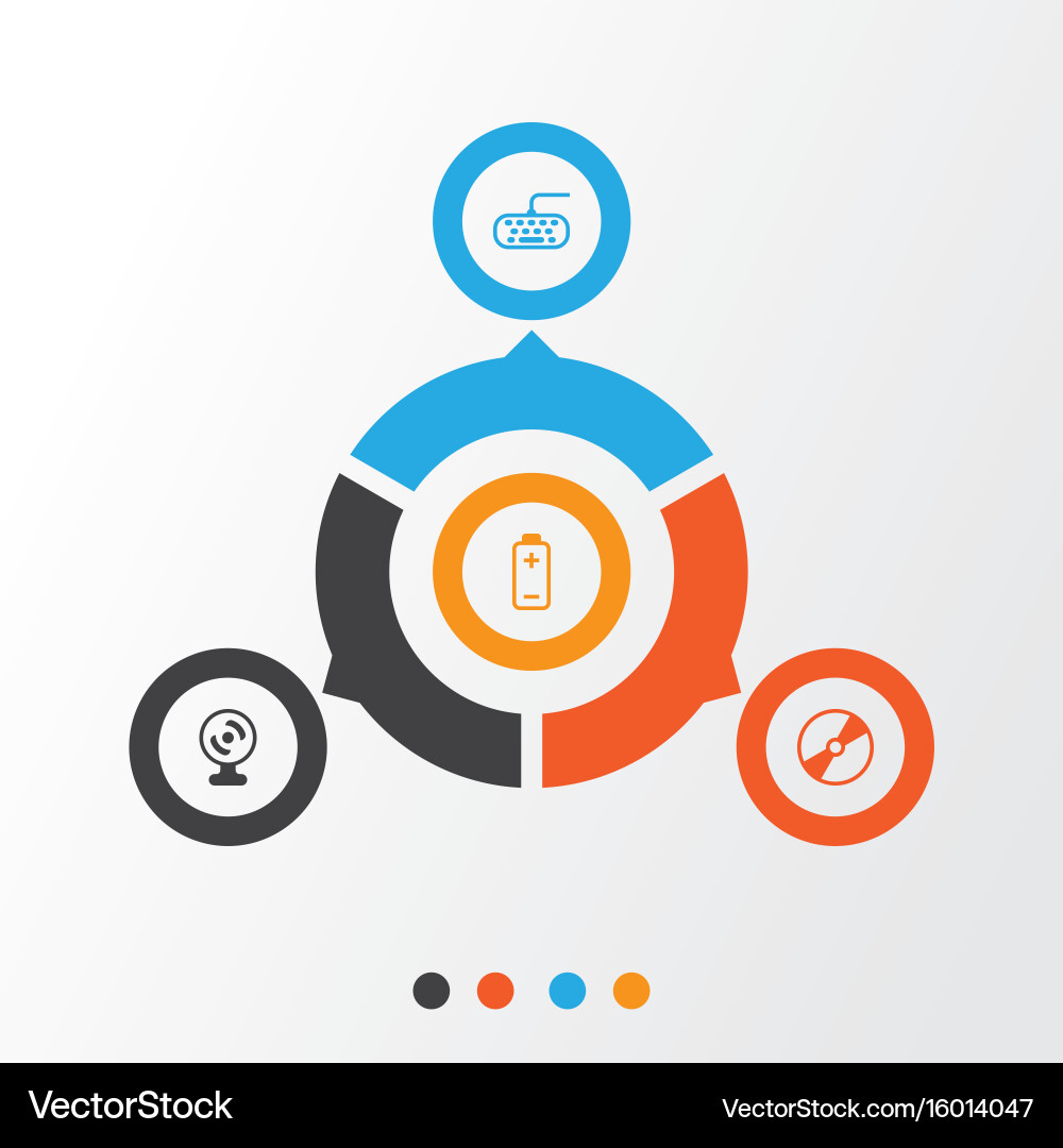 Computer icons set collection of battery cd-rom Vector Image