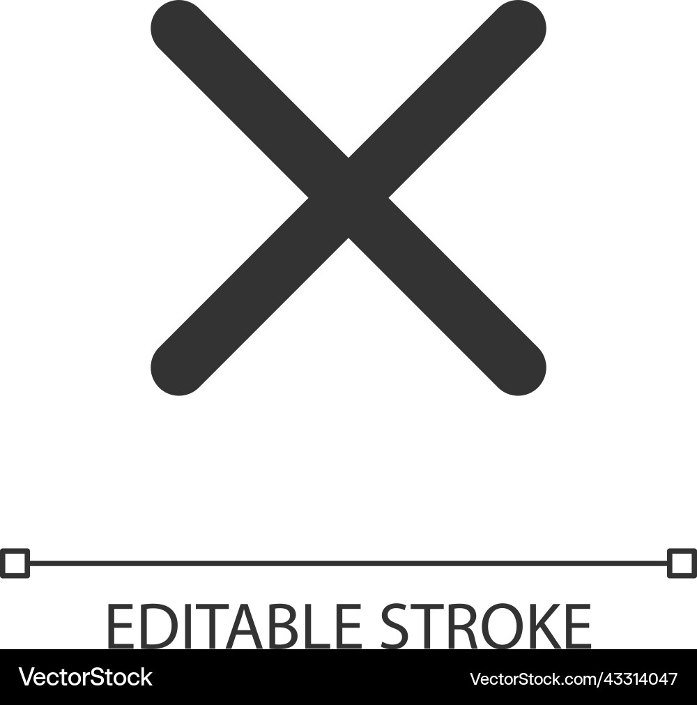 Cross mark pixel perfect linear ui icon Cross mark pixel perfect linear ui icon vector image