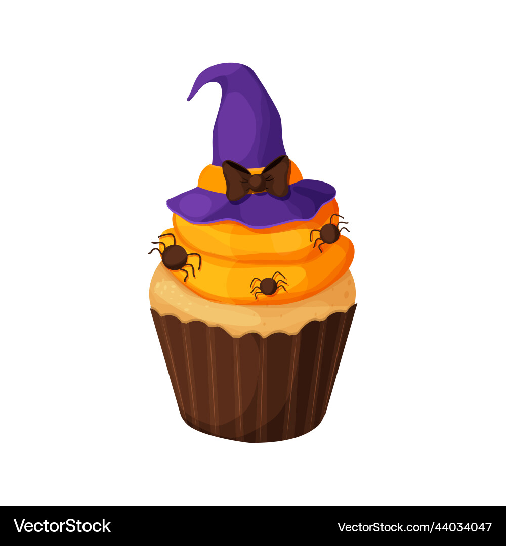 Cupcake Halloween Hexe Hut auf orange Creme Cupcake Halloween Hexe Hut auf orange Creme vektorbild