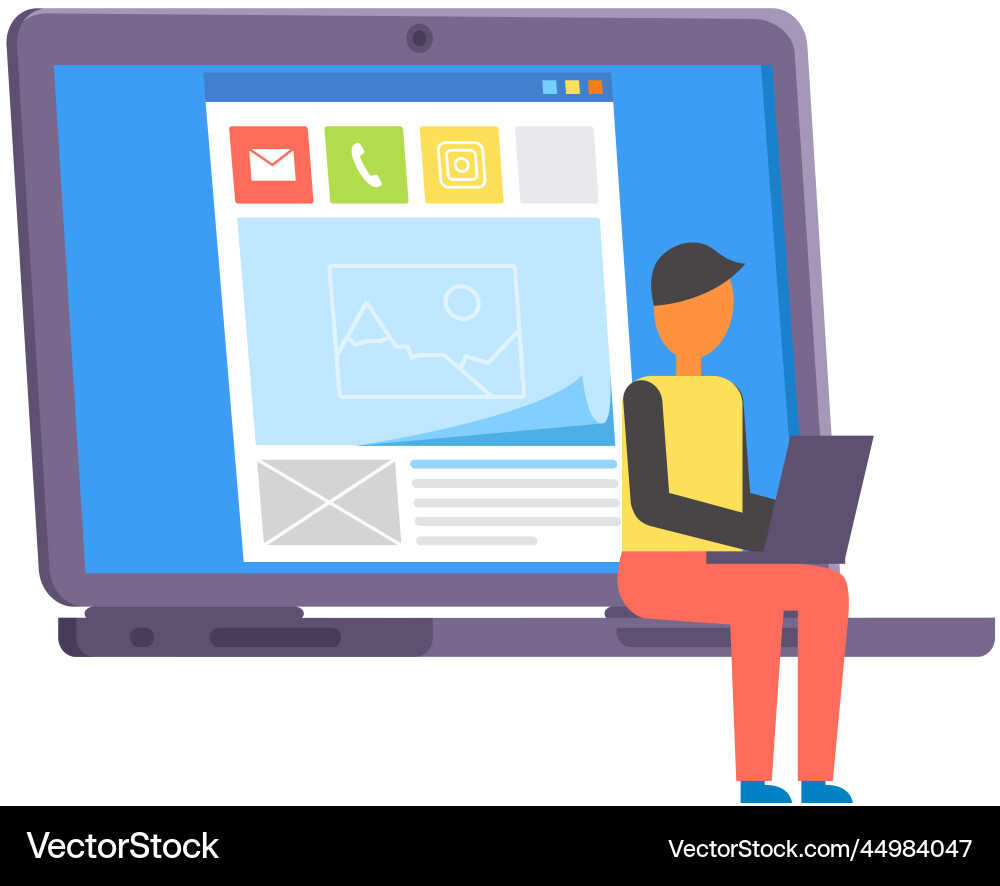 Designer developer using profile web interface Designer developer using profile web interface vector image