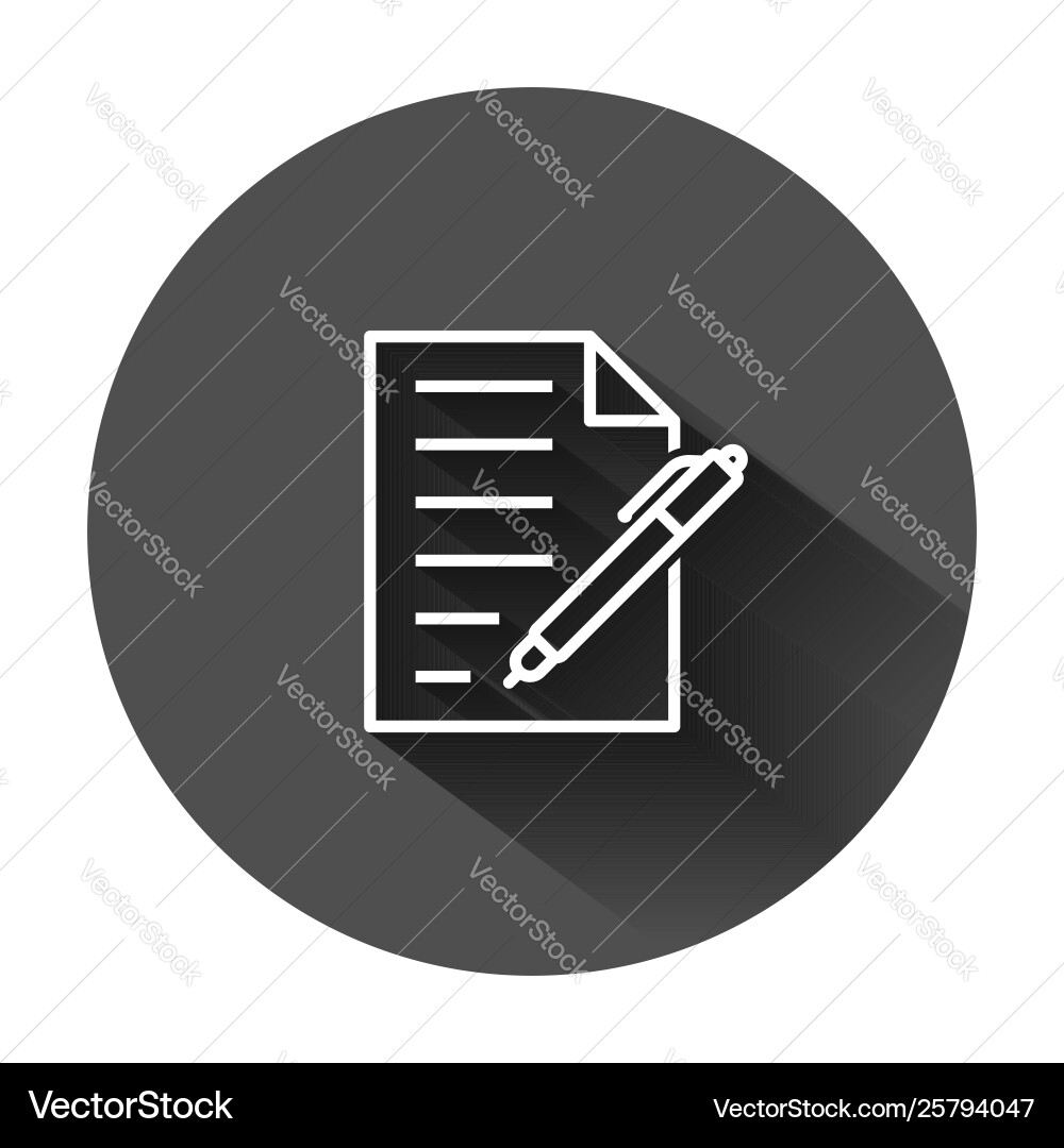 Document with pen icon in flat style notepad Vector Image