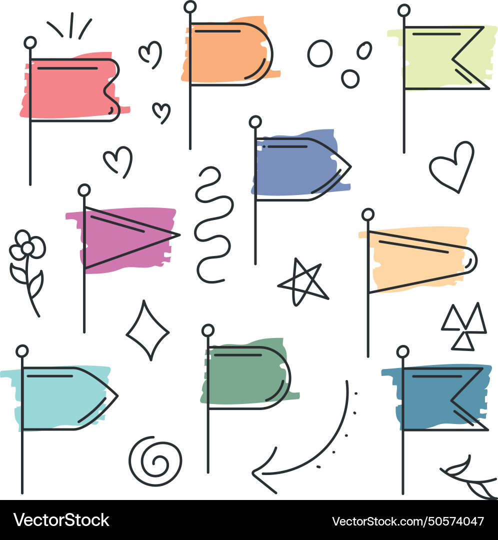 Flag icon pattern background hand draw Vector Image