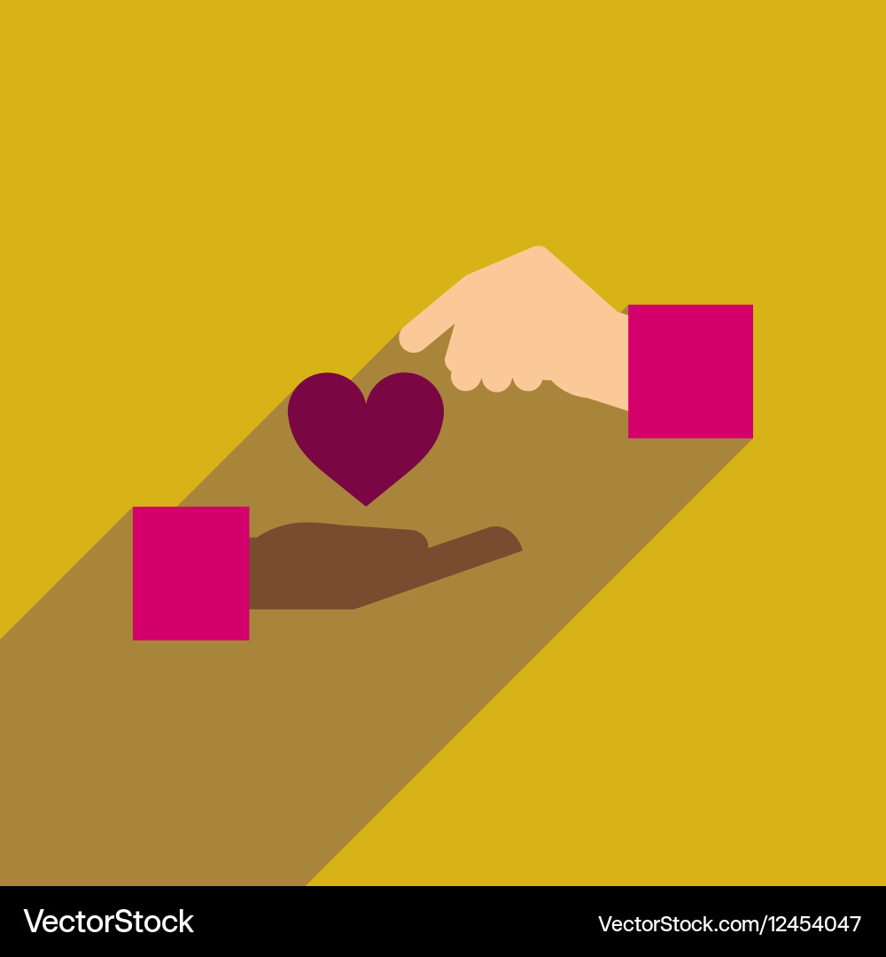 Flat web icon with long shadow heart hands vector image