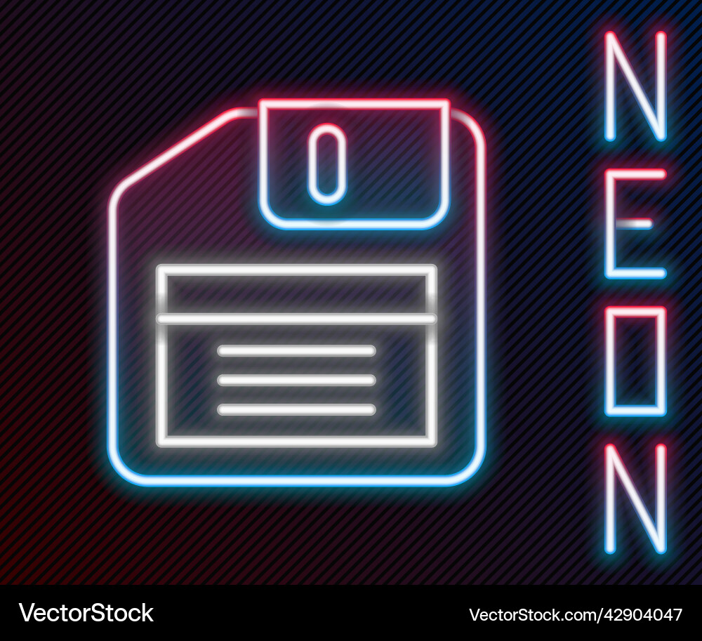 Glowing neon line floppy disk for computer data Glowing neon line floppy disk for computer data vector image