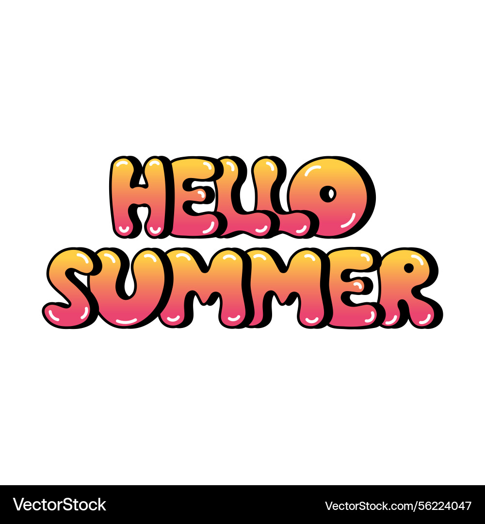 Hello summer in y2k style round text Hello summer in y2k style round text Vector Image
