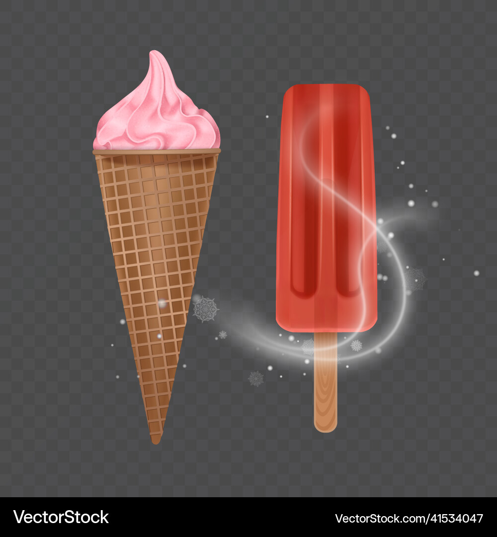 Ice cream collection in realistic style file Vector Image