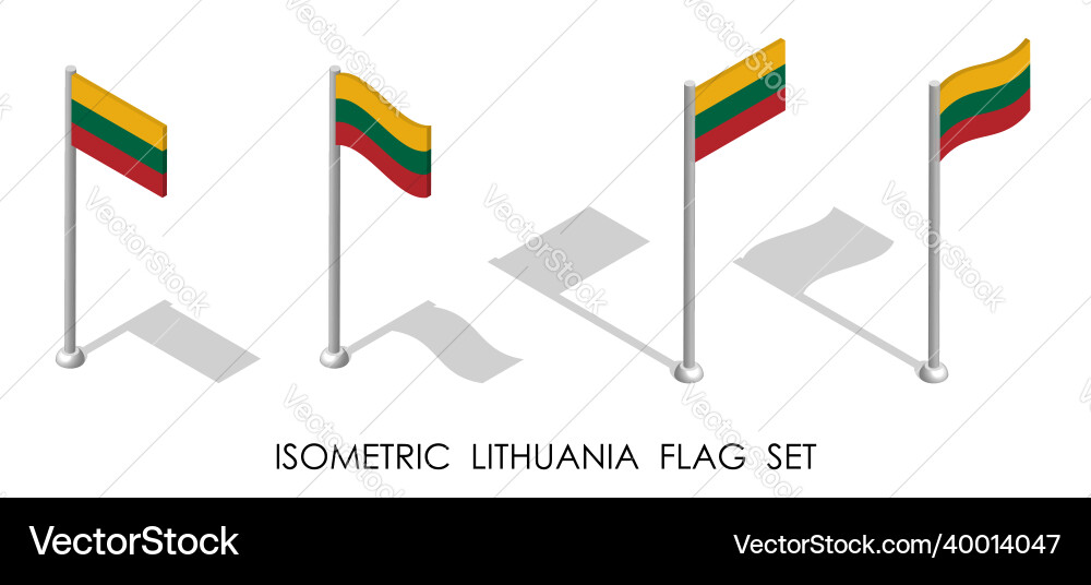 Isometric flag of lithuania in static position Isometric flag of lithuania in static position Vector Image
