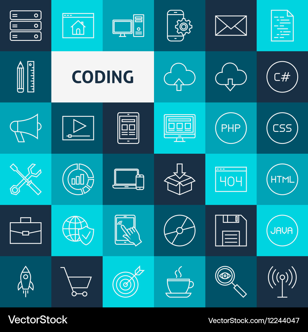 Line coding icons vector image