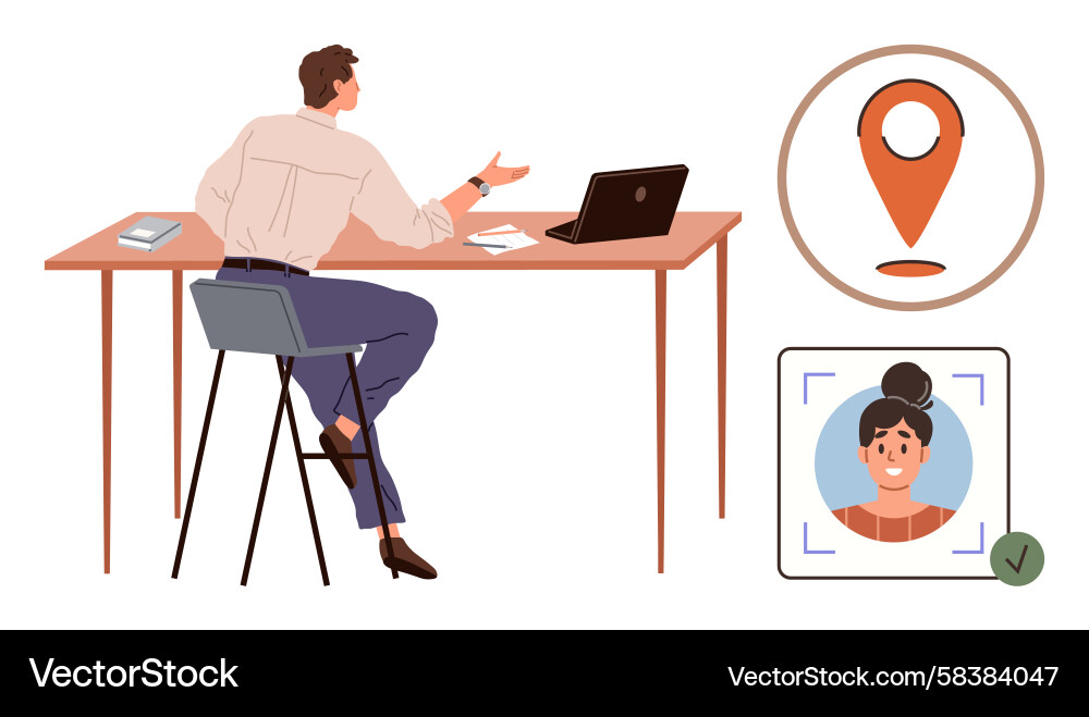 Man Analyzing Geolocation Data Vector Image