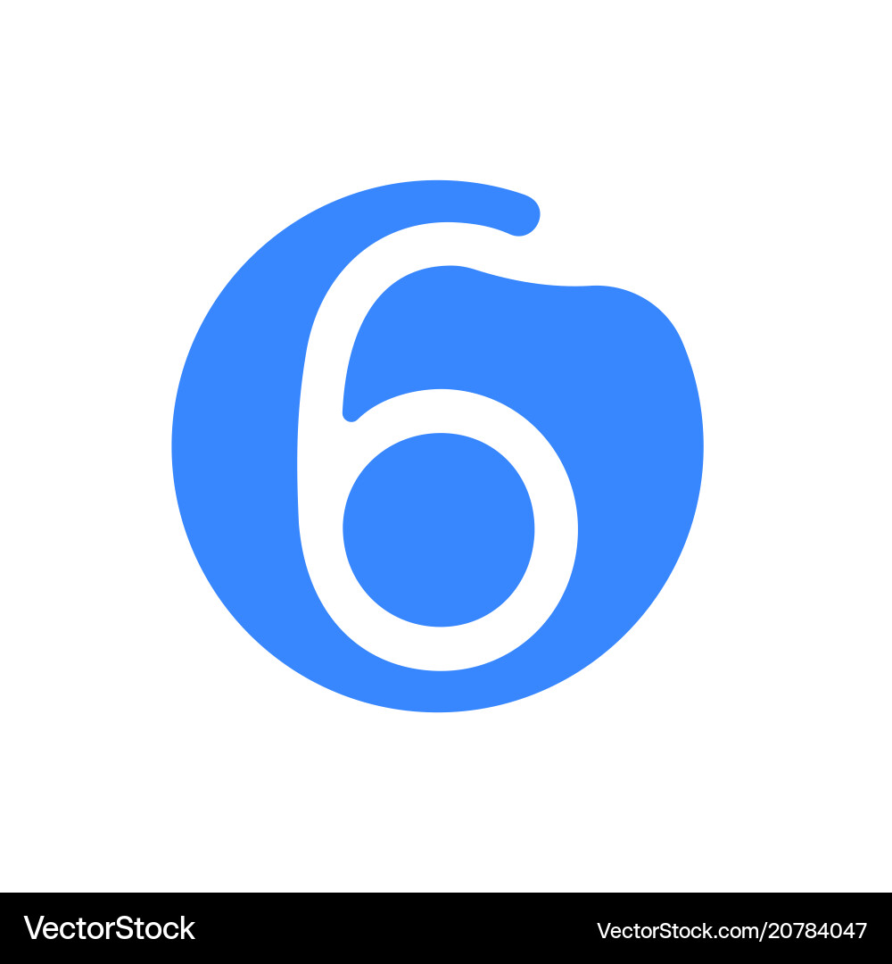 Number 6 six font logo blue icon